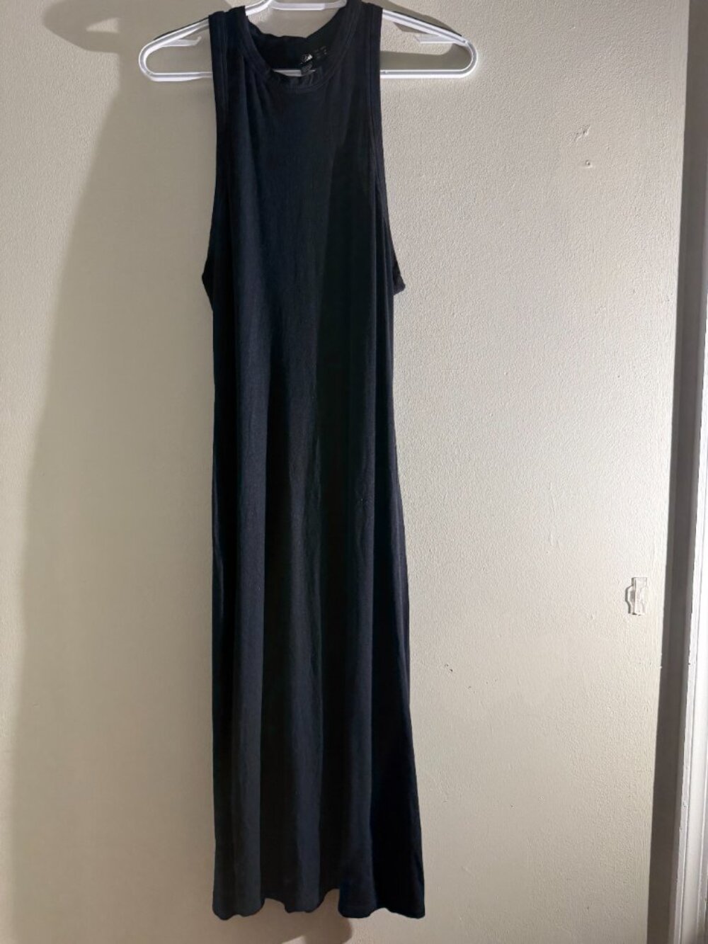 Volcom Black Stonelight Ribbed Knit High Neck Side Slit Maxi Dress | M